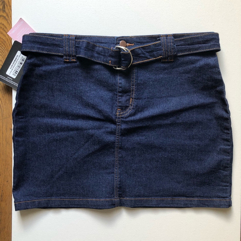 Dark wash jean mini skirt